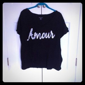 Stripped black and dark Tee